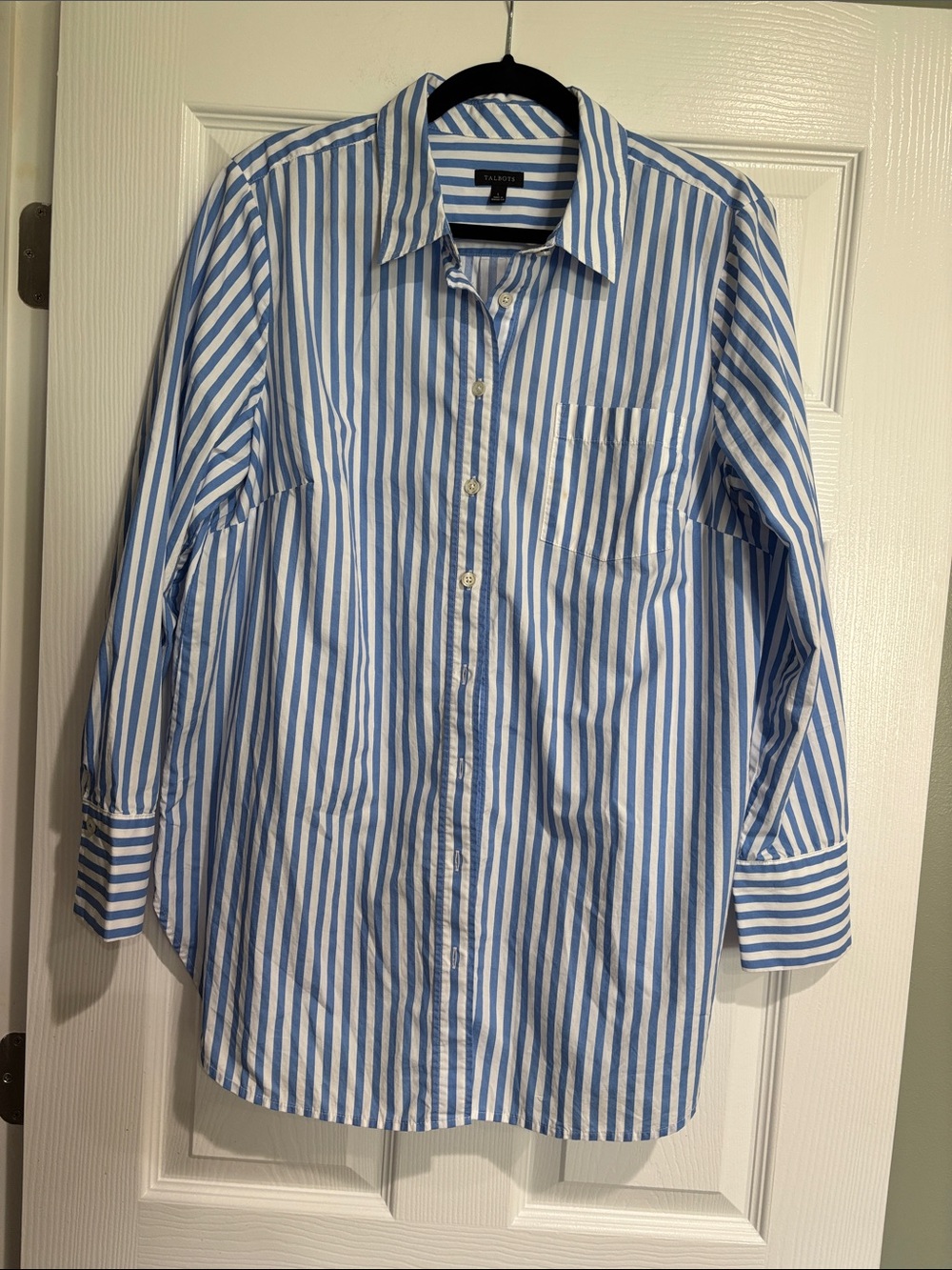 3/$20  Talbots Blue and White Vertical Stripe Dress Shirt